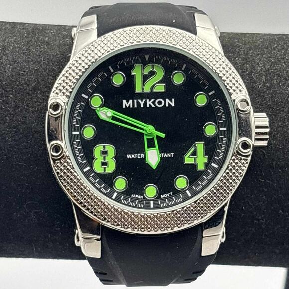 Silver & Green Miykon Men's Watch - Picture 1 of 5